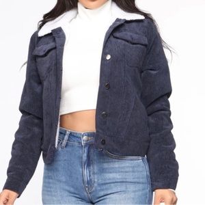Fashion nova navy Sherpa lined jacket
